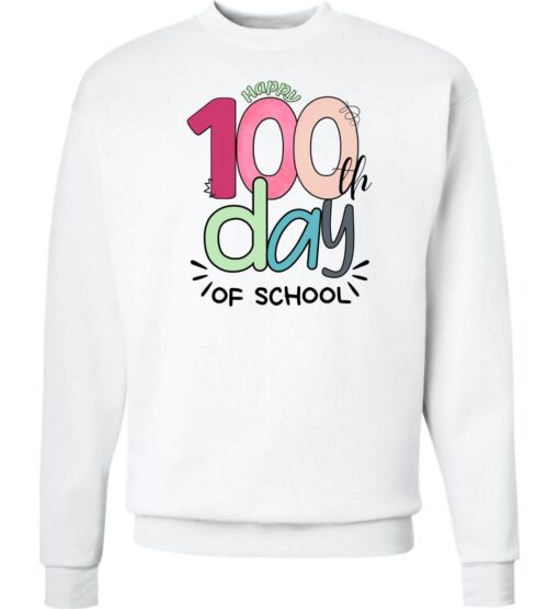 White Crewneck Sweatshirt (Happy 100th Day Design 'B')