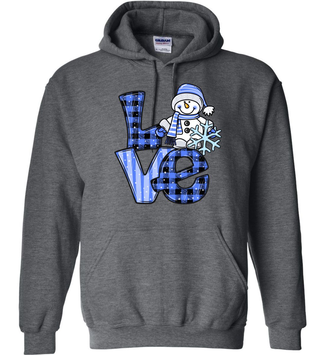 Dark Heather Hoodie (Love Snowman)