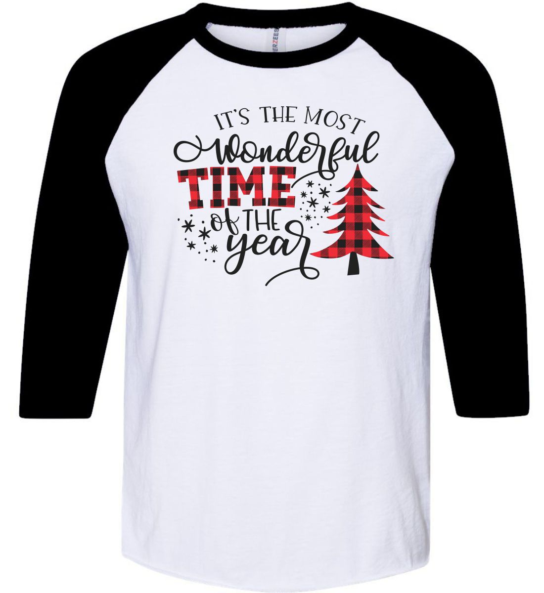 Black/White Unisex Raglan T-Shirt (Most Wonderful Time)