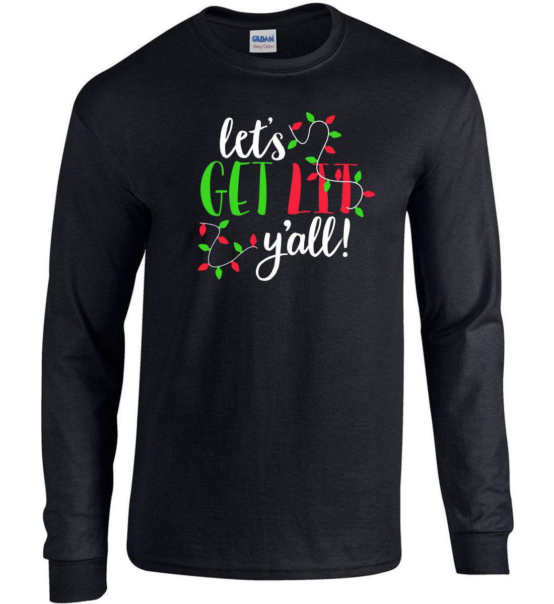 Black Long Sleeve Cotton T-Shirt (Let's Get Lit)