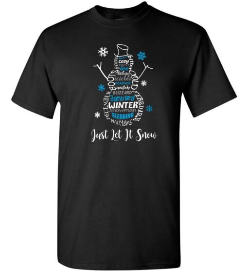 Black Short Sleeve Cotton T-Shirt (Let It Snow)