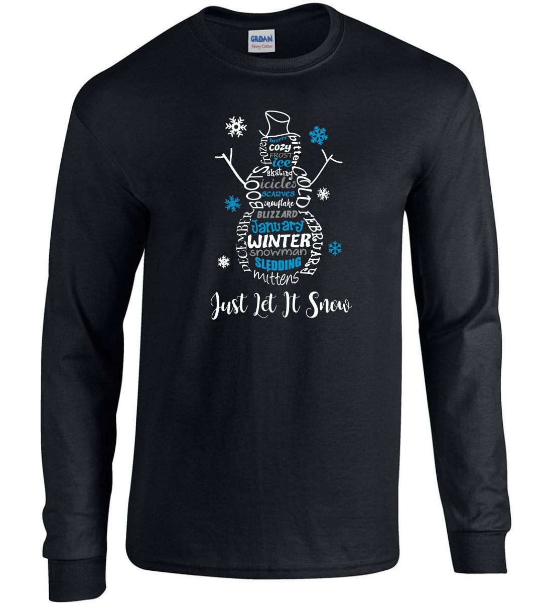Black Long Sleeve Cotton T-Shirt (Let It Snow)