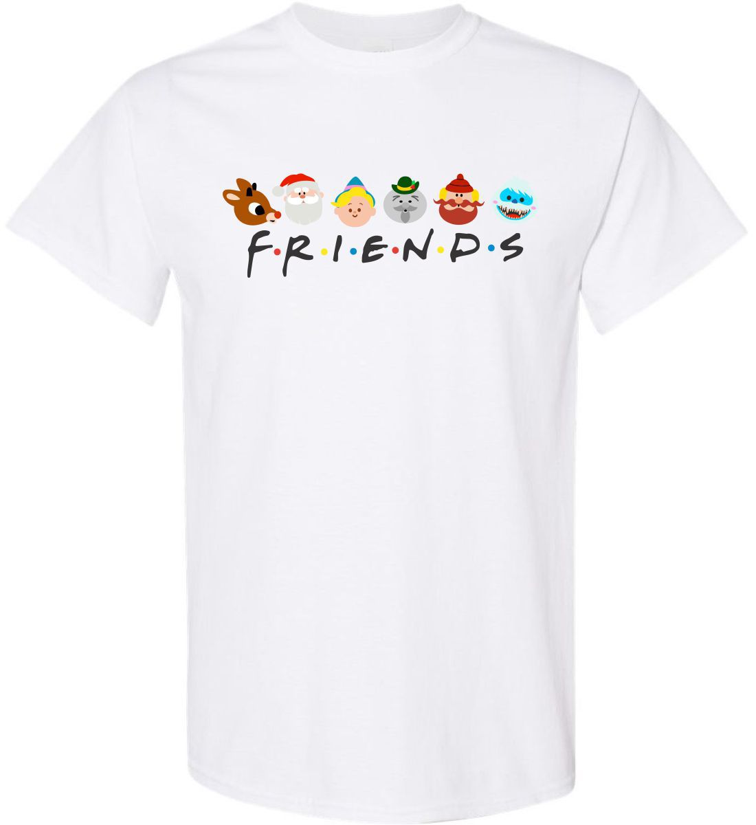 White Short Sleeve Cotton T-Shirt (Rudolph Friends)