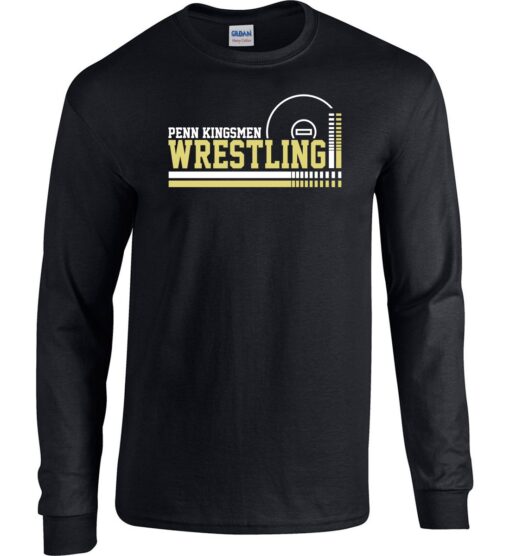 Black Long Sleeve T-Shirt (Kingsmen Wrestling Design B)
