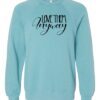 Heather Blue Lagoon Raglan Sweatshirt (Faith & Encouragement Design F)