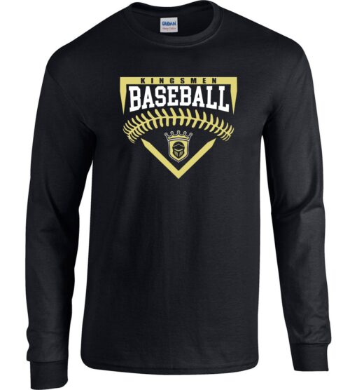 Black Long Sleeve T-Shirt (Kingsmen Baseball Design A)