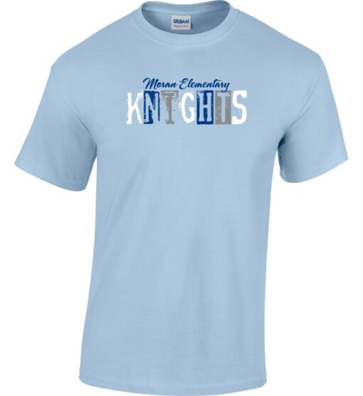 Light Blue Short Sleeve T-Shirt (Moran Elementary Design D)