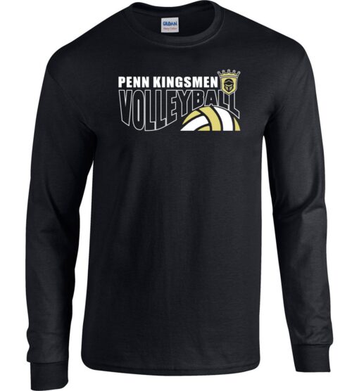 Black Long Sleeve T-Shirt (Kingsmen Volleyball Design B)