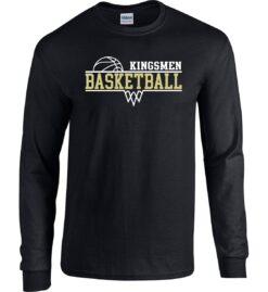 Black Long Sleeve T-Shirt (Kingsmen Basketball Design D)