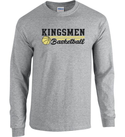 Sport Gray Long Sleeve T-Shirt (Kingsmen Basketball Design E)