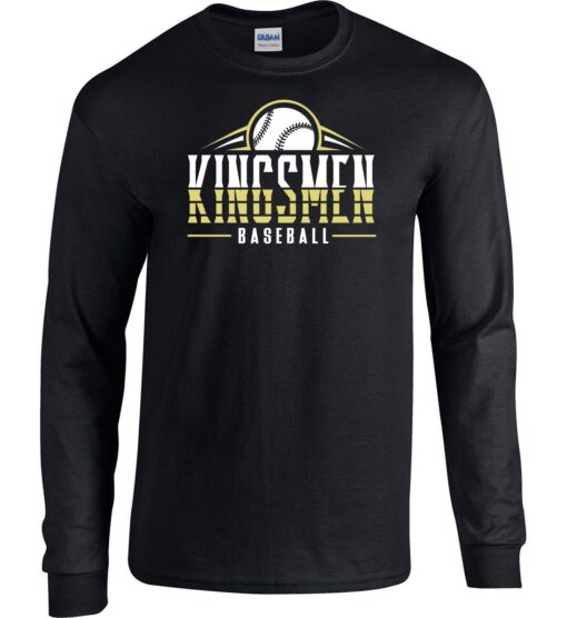Black Long Sleeve T-Shirt (Kingsmen Baseball Design F)