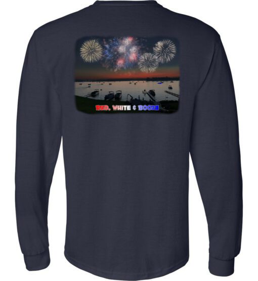 Navy Blue Long Sleeve T-Shirt (PJC Lakes Poker Run) - Image 2