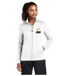 Ladies White Sport-Wick® Fleece Full-Zip Jacket w/Gold Logo (GABA)