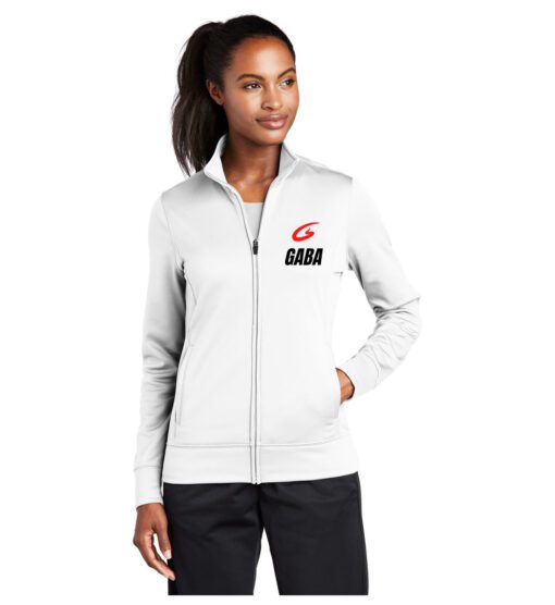 Ladies White Sport-Wick® Fleece Full-Zip Jacket w/Red Logo (GABA)