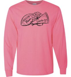 Safety Pink Long Sleeve T-Shirt (Penn Football Design D)