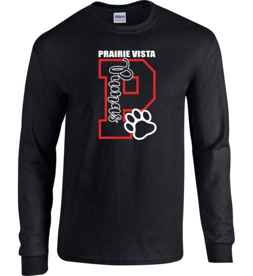 Black Long Sleeve T-Shirt (Prairie Vista Spirit Wear Design A)