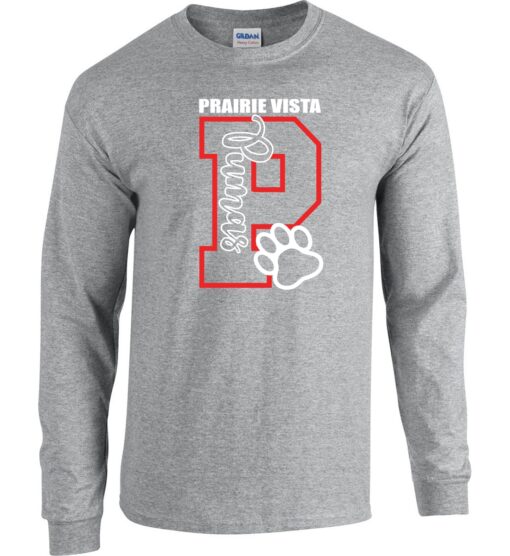 Sport Gray Long Sleeve T-Shirt (Prairie Vista Spirit Wear Design A)