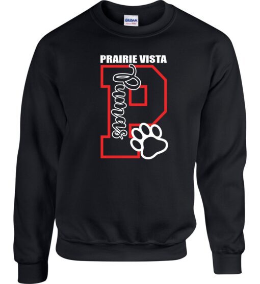 Black Crewneck Sweatshirt (Prairie Vista Spirit Wear Design A)