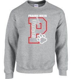 Sport Gray Crewneck Sweatshirt (Prairie Vista Spirit Wear Design A)