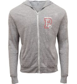 Gray Triblend Full-Zip Light Hoodie (Prairie Vista Spirit Wear Design A)
