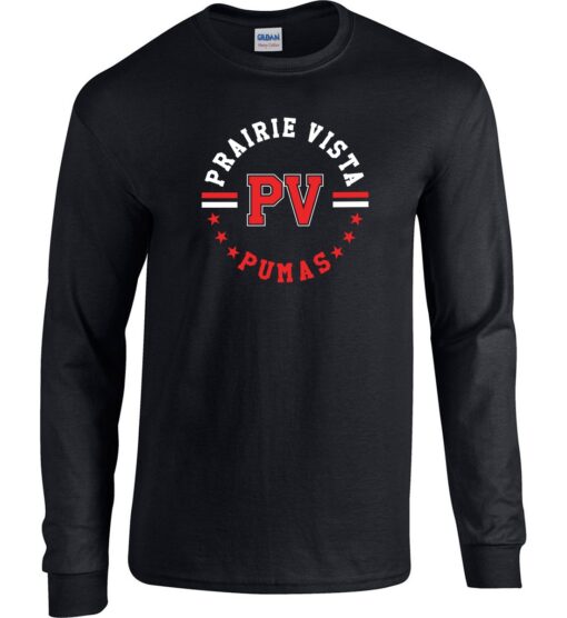 Black Long Sleeve T-Shirt (Prairie Vista Spirit Wear Design B)