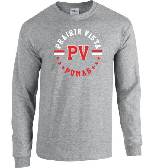 Sport Gray Long Sleeve T-Shirt (Prairie Vista Spirit Wear Design B)