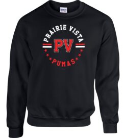 Black Crewneck Sweatshirt (Prairie Vista Spirit Wear Design B)