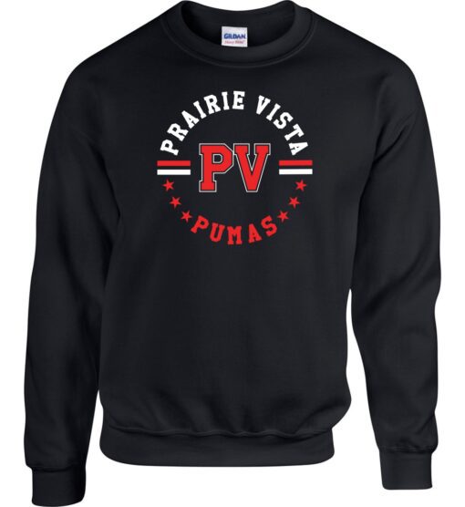 Black Crewneck Sweatshirt (Prairie Vista Spirit Wear Design B)