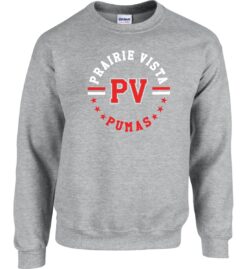 Sport Gray Crewneck Sweatshirt (Prairie Vista Spirit Wear Design B)