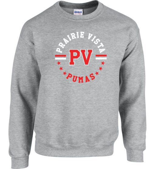 Sport Gray Crewneck Sweatshirt (Prairie Vista Spirit Wear Design B)
