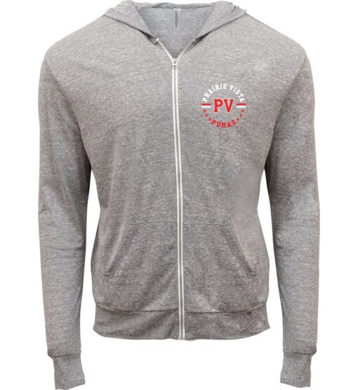 Gray Triblend Full-Zip Light Hoodie (Prairie Vista Spirit Wear Design B)