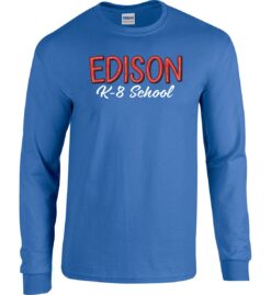 Royal Blue Long Sleeve T-Shirt (Edison K-8 School Design A)