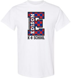 White Short Sleeve T-Shirt (Edison K-8 School Design B)