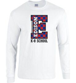White Long Sleeve T-Shirt (Edison K-8 School Design B)