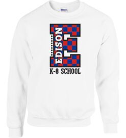 White Crewneck Sweatshirt (Edison K-8 School Design B)