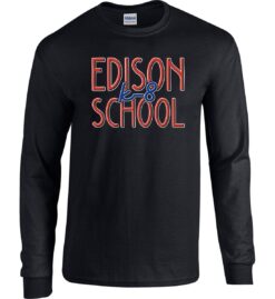 Black Long Sleeve T-Shirt (Edison K-8 School Design D)