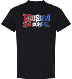 Black Short Sleeve T-Shirt (Edison K-8 School Design E)