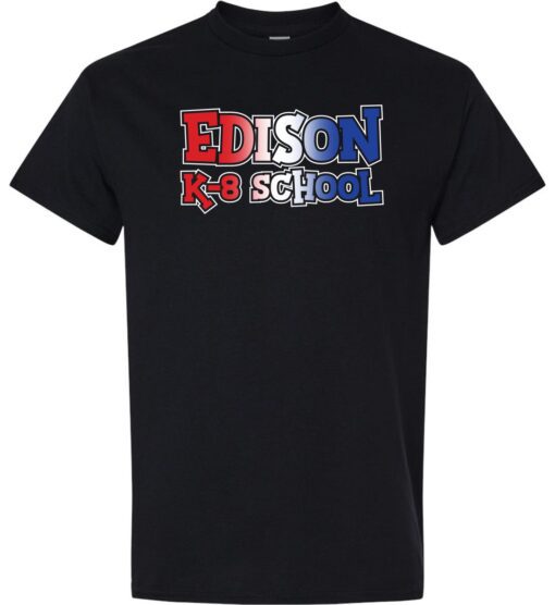 Black Short Sleeve T-Shirt (Edison K-8 School Design E) – Time For Tees