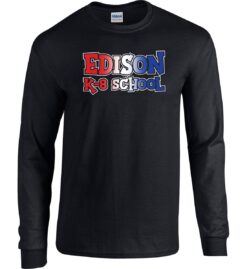 Black Long Sleeve T-Shirt (Edison K-8 School Design E)