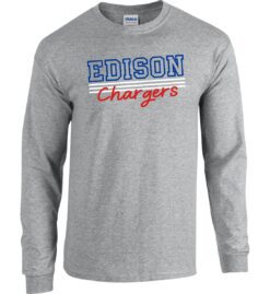 Sport Gray Long Sleeve T-Shirt (Edison K-8 School Design G)