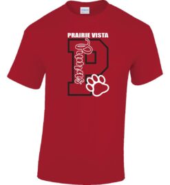Red Short Sleeve T-Shirt (Prairie Vista Spirit Wear Design A)
