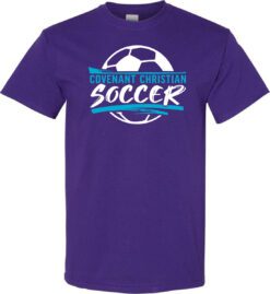 Purple Short Sleeve T-Shirt (Covenant Christian Soccer Design A)