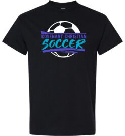 Black Short Sleeve T-Shirt (Covenant Christian Soccer Design A)