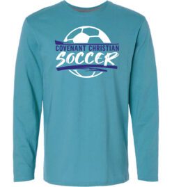 Teal Long Sleeve T-Shirt (Covenant Christian Soccer Design A)