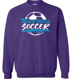 Purple Crewneck Sweatshirt (Covenant Christian Soccer Design A)