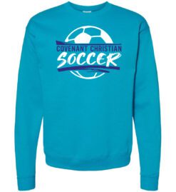 Teal Crewneck Sweatshirt (Covenant Christian Soccer Design A)