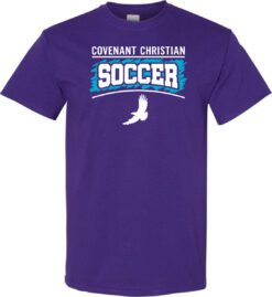 Purple Short Sleeve T-Shirt (Covenant Christian Soccer Design B)