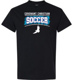 Black Short Sleeve T-Shirt (Covenant Christian Soccer Design B)