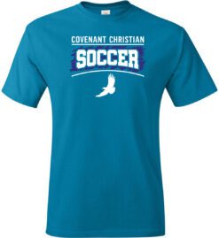 Teal Short Sleeve T-Shirt (Covenant Christian Soccer Design B)