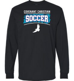 Black Long Sleeve T-Shirt (Covenant Christian Soccer Design B)